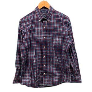 Lands End Men's‎ Size M Plaid Flannel Shirt Long Sleeve Blue 15-15.5